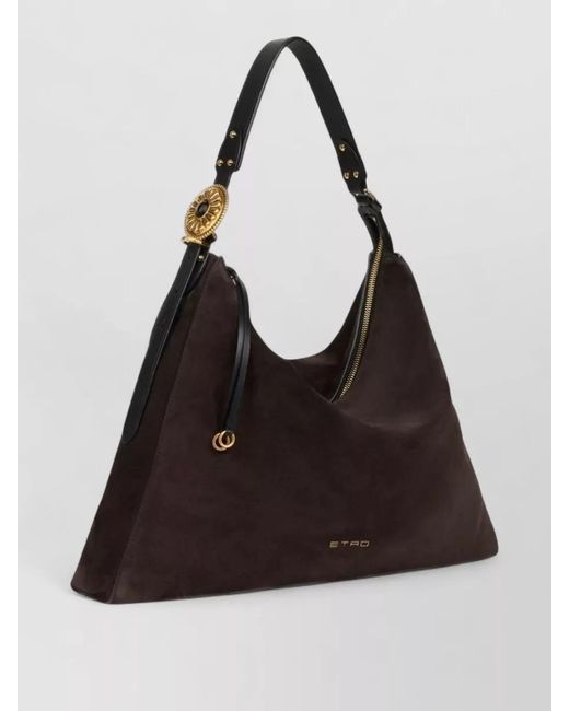 Etro Black Large Leather Tote Bag