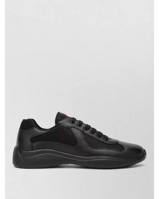Prada Black Technical Sneakers Mesh Panels Rubber Sole for men