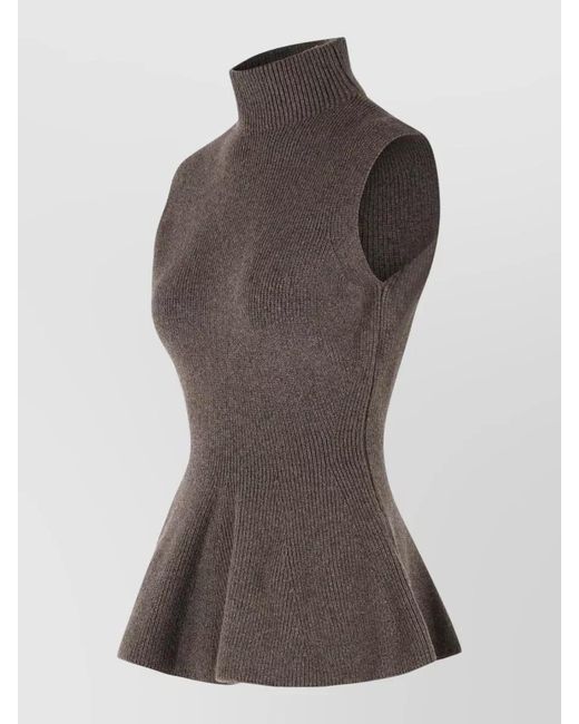 Rohe Brown Sculptural Wool Cashmere Blend Peplum Vest