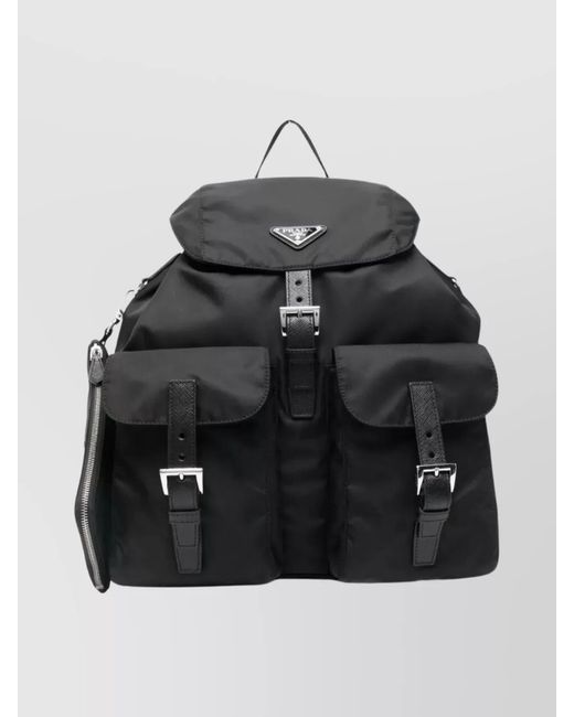 Prada Black Medium Nylon Backpack And Pouch Set