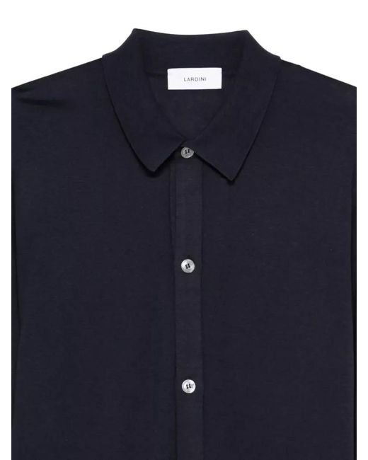 Lardini Blue Silk Long-Sleeve Shirt for men