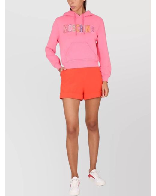 Moschino Pink Crochet Hooded Sweatshirt