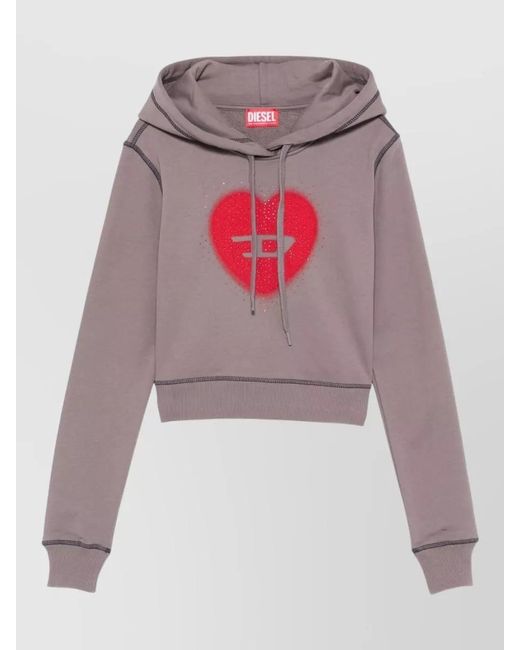 DIESEL Pink Cotton Graphic Long Sleeve Hoodie