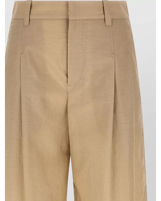 Brunello Cucinelli Natural A Line Wide Leg Techno Cotton Pants