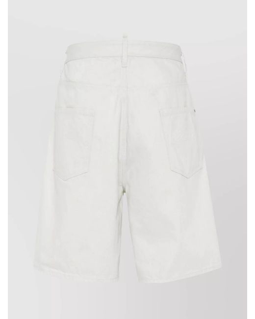 DSquared² White Cotton Mid-Rise Wide-Leg Knee-Length Denim Chino Shorts for men