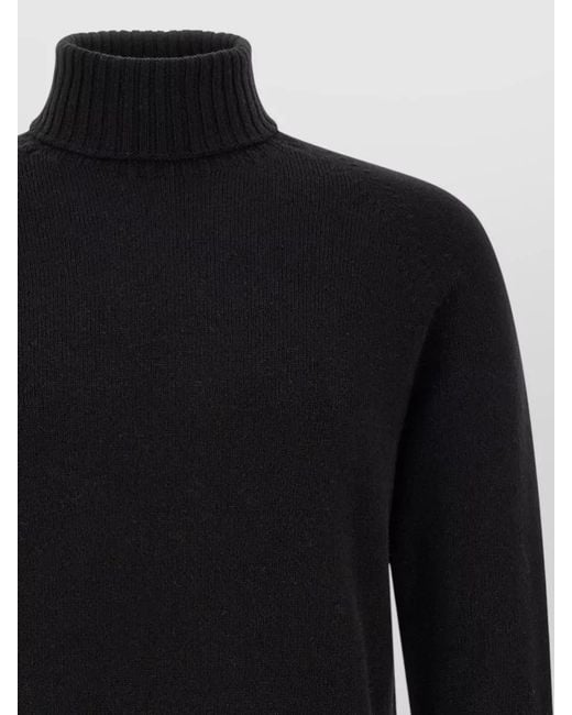 Ma'ry'ya Black Cashmere Wool Ribbed Turtleneck Jumper for men