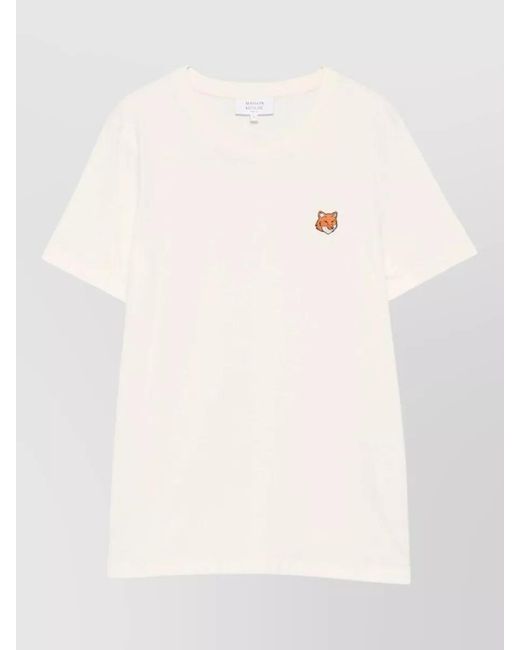 Maison Kitsuné Natural Embroidered Cotton T-Shirt