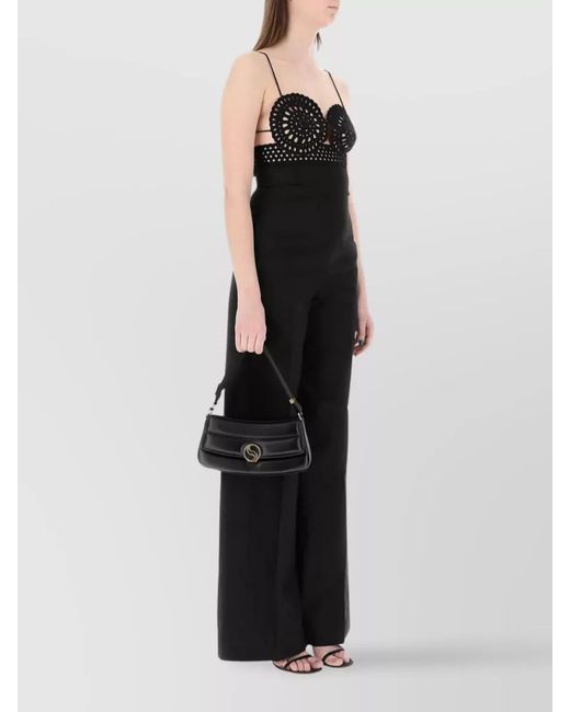 Stella McCartney Black Broderie Anglaise Bustier Wide Leg Jumpsuit