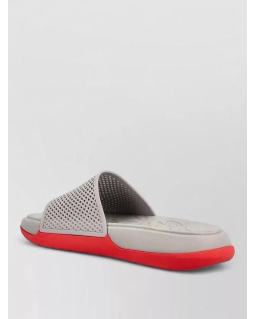 Christian Louboutin Gray Perforated Logo-Plaque Pool Slides for men