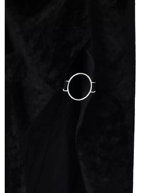 Dondup Black Velvet V Neck Evening Dress Side Slit