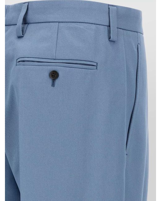 Prada Blue Cotton Straight-Leg Suit Trousers