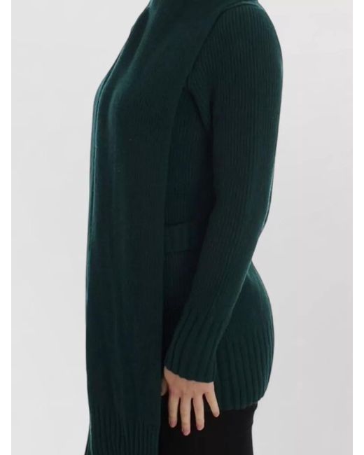 Dolce & Gabbana Green Cashmere Ribbed High-Neck Cardigan