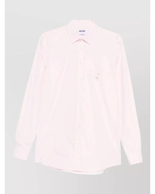 Moschino Pink Long Sleeve Shirt Button Down Collar for men