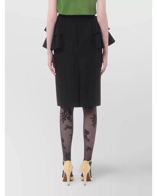 Valentino Garavani Black Silk Blend Ruffled Midi Skirt