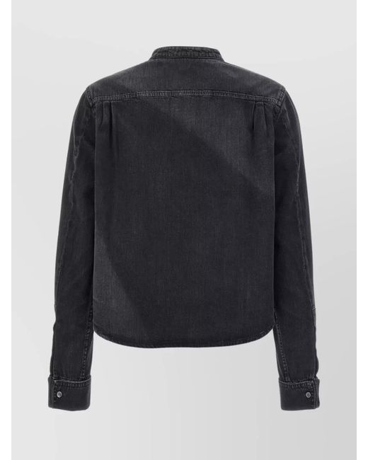 Loewe Blue Cotton Pleated Denim Shirt