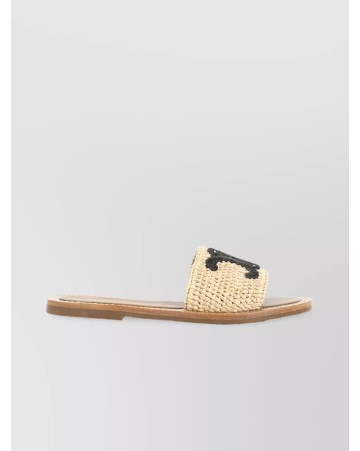 Céline Multicolor Triumph Embroidered Open Toe Flat Mule