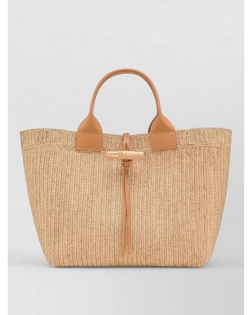 Longchamp Natural Le Roseau Tote Bag Woven Leather Handles