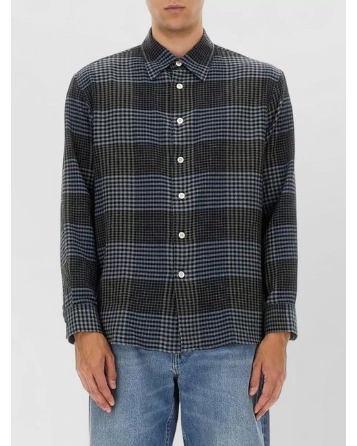 sunflower Blue Studio Shirt Checked Pattern Long Sleeves for men