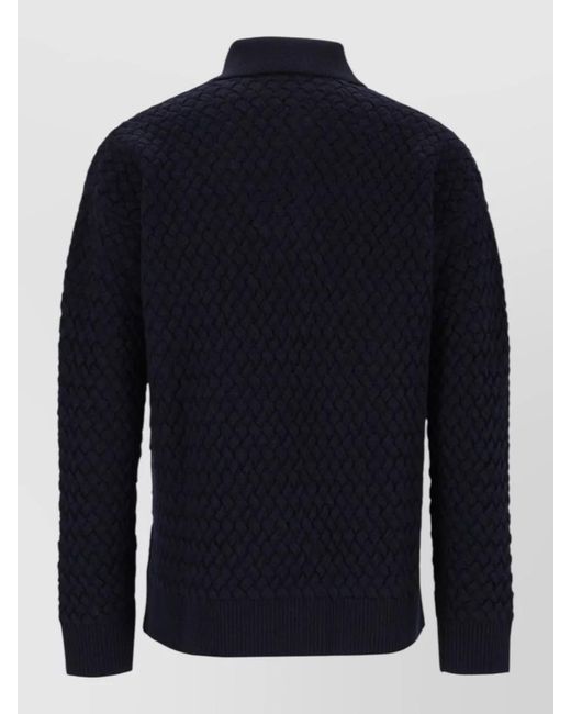 Bottega Veneta Blue Wool Long-Sleeve Polo Shirt for men
