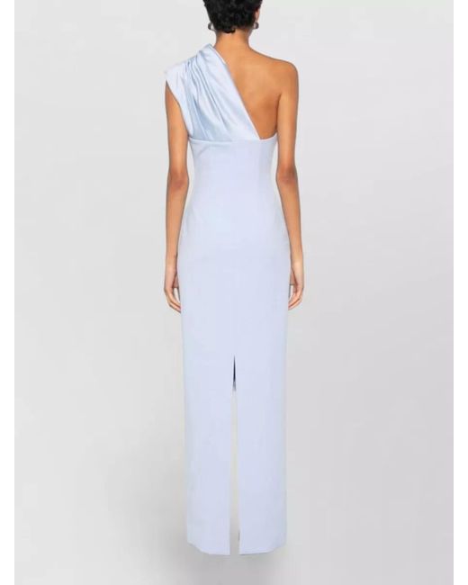 Solace London White Gracie One Shoulder Backless Draped Maxi Dress