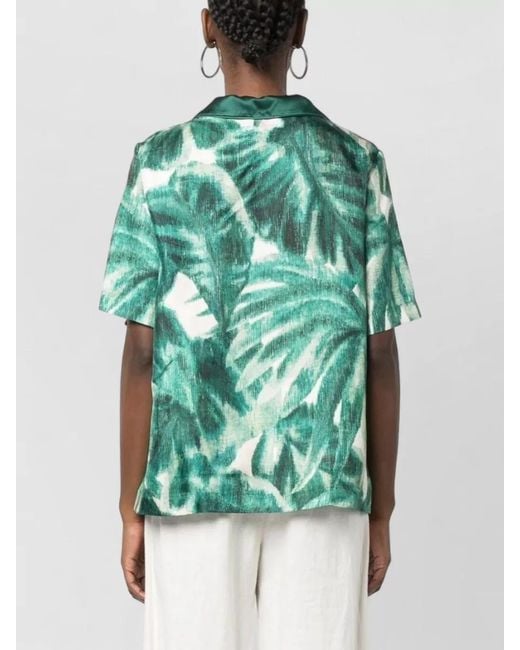 F.R.S For Restless Sleepers Green Silk Printed Pajama Shirt
