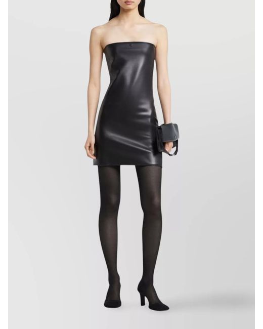 Courreges Gray Strapless Mini Dress Flared Skirt