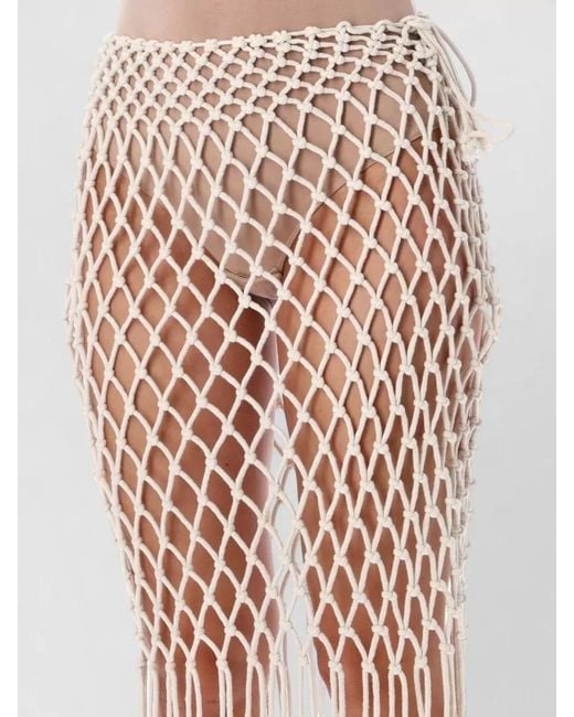 Frankie Shop Pink Tropea Macrame High Waist Beach Skirt