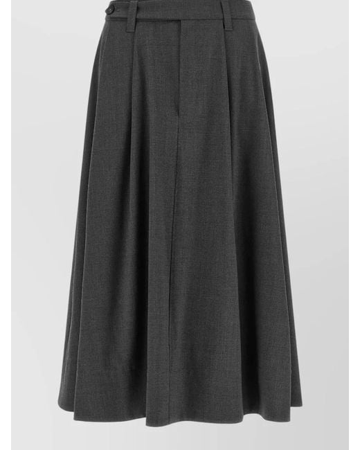 Brunello Cucinelli Gray High Waist Flared Wool Pleated Pants