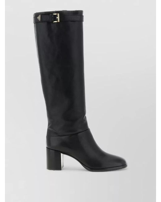 Prada White Leather Knee-High Boots