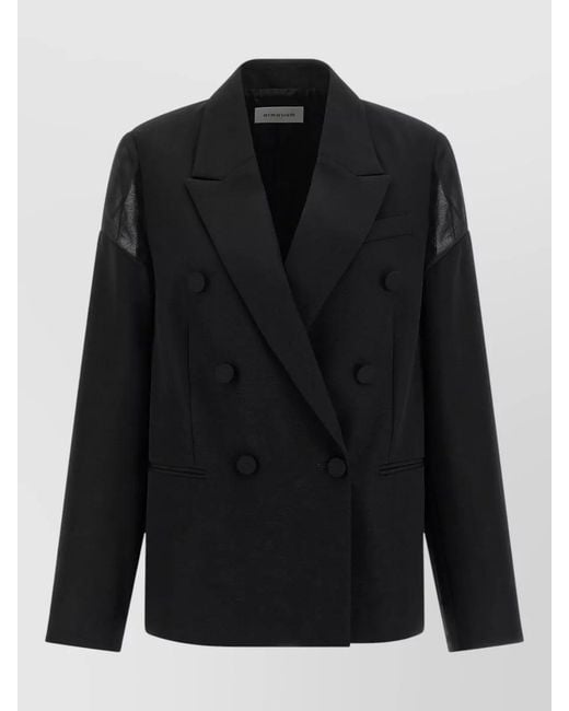 ARMARIUM Black Sveva Blazer Notched Lapels Button Accents Sheer