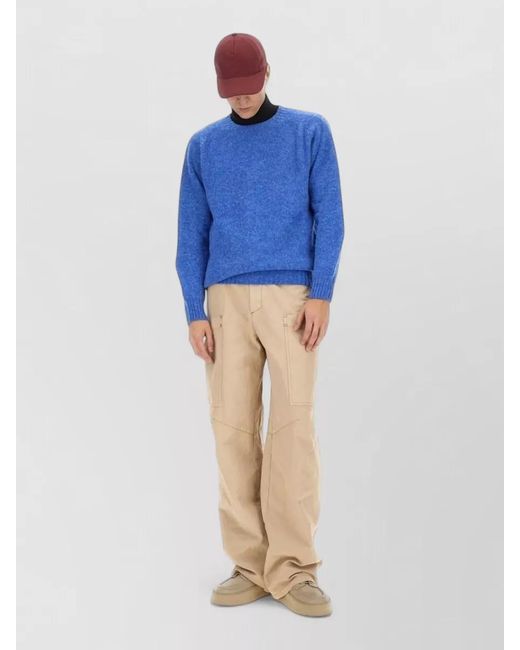 Howlin' By Morrison Blue Wool Crew Neck Knit Long Sleeve Sweater for men