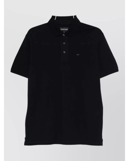 Emporio Armani Black Cotton Short-Sleeve Polo Shirt for men
