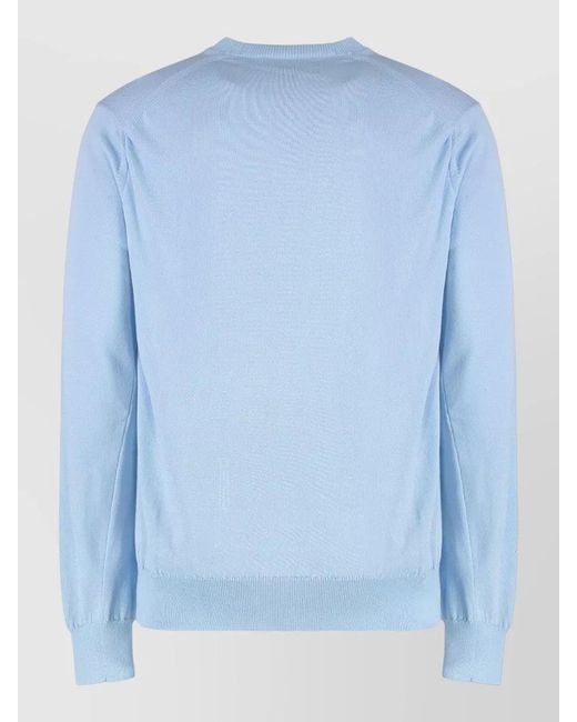 Comme des Garçons Blue Cotton Blend Crew Neck Knit Sweater for men