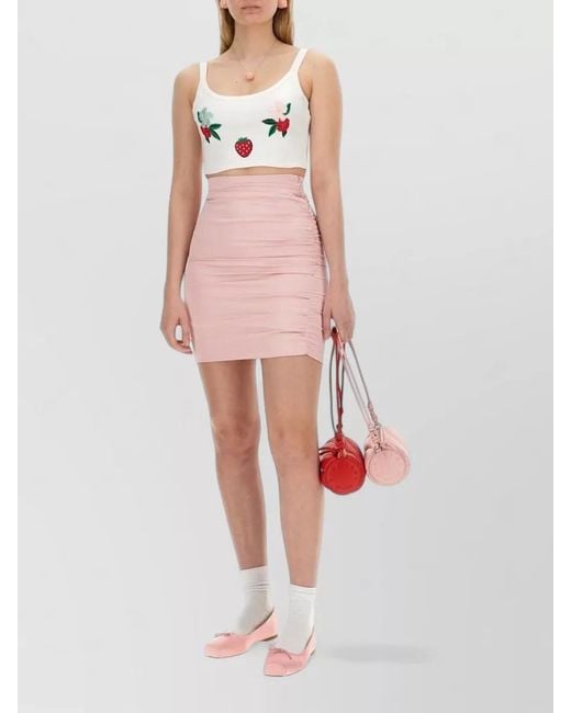 Fiorucci Pink High Waist Mini Skirt Ruched Stretch