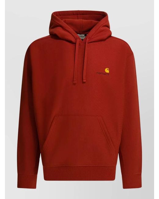 Carhartt Red Hooded Sweatshirt Drawstring Hood Kangaroo Pocket for men