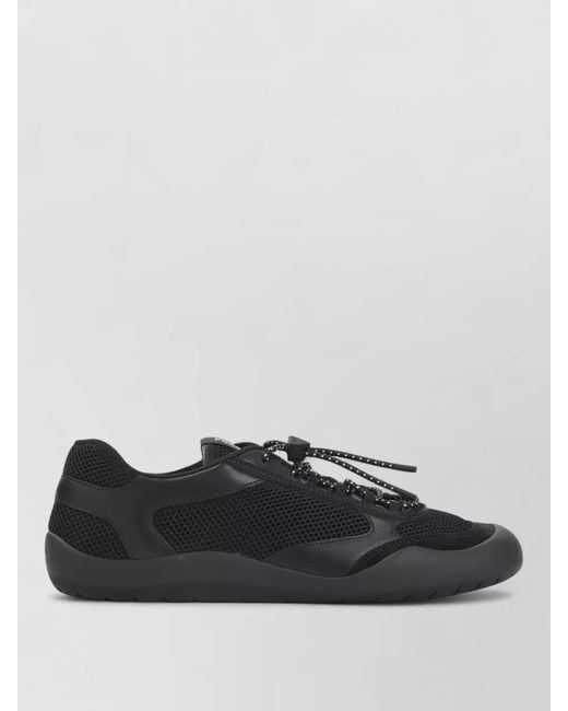 Prada Black Lace Up Mesh Sneakers Round Toe Rubber for men