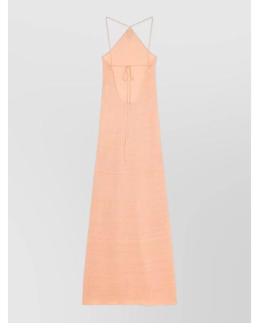 Alanui White Linen Halterneck Maxi Dress