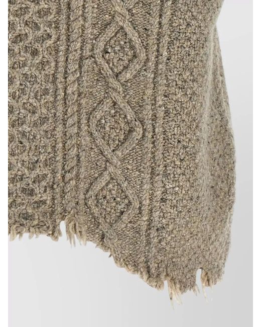 R13 Gray Cable Knit Crew Neck Loose Vest