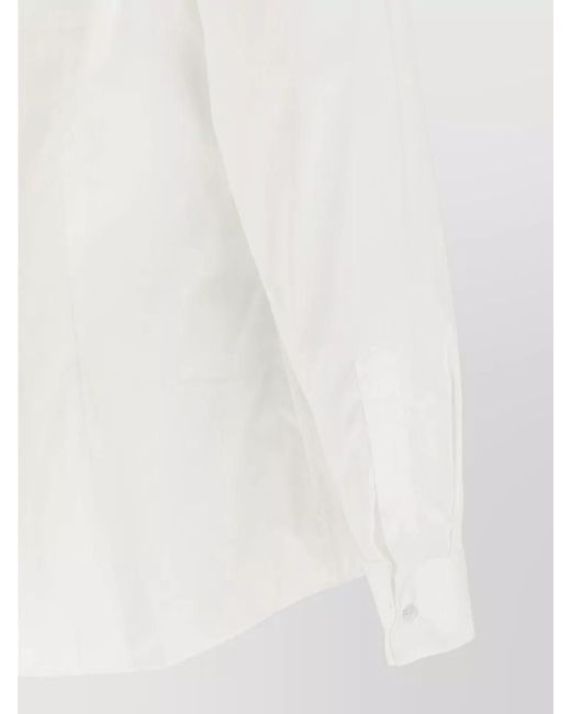 Pal Zileri White Cotton Pleated Tuxedo Shirt for men