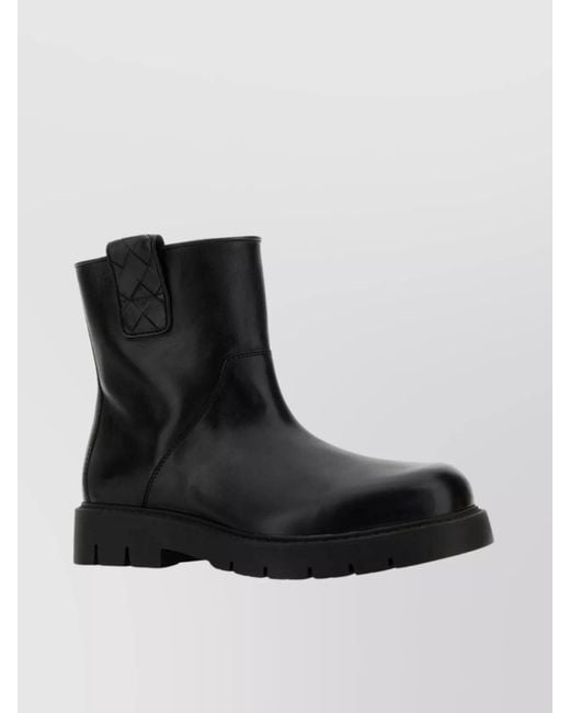 Bottega Veneta Black Leather Haddock Ankle Boots for men