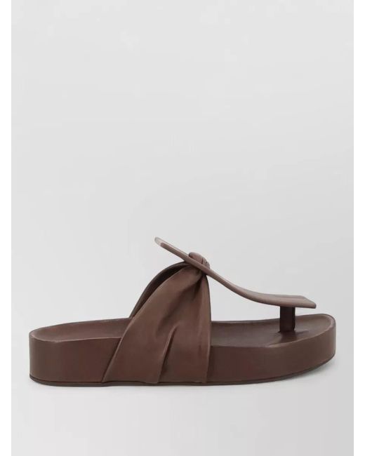 Uma Wang Brown Flat Slide Sandals Open Square Toe Strap