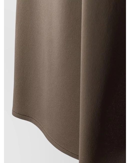 Alysi Brown Asymmetrical Satin Midi Skirt High Waist