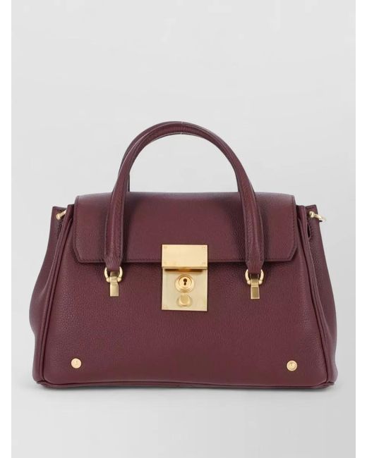 Thom Browne Purple Leather Tote Bag