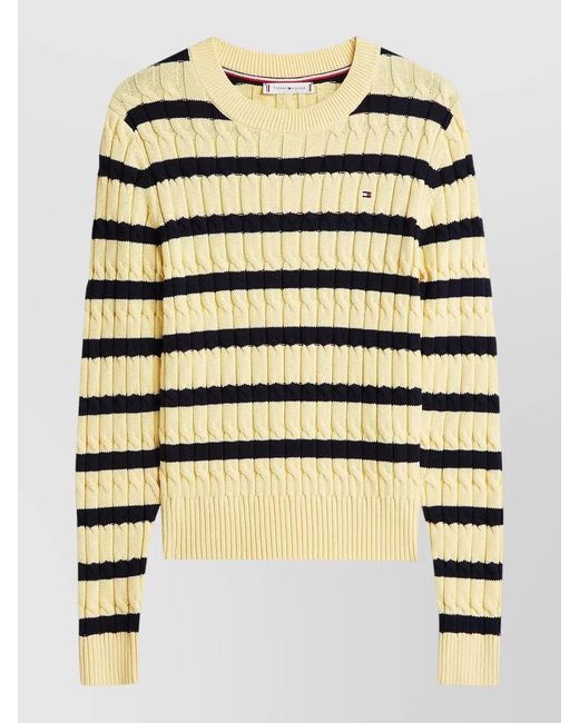 Tommy Hilfiger Multicolor Striped Cable-Knit Sweater
