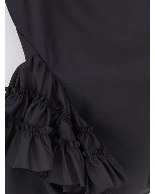 Dries Van Noten Black Casey Wool Silk Dress Flared Hem