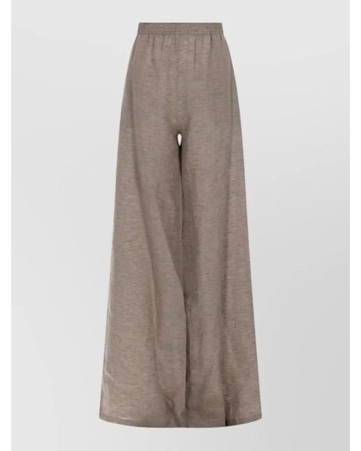 Fabiana Filippi Brown Wide Leg Trousers Lightweight Elastic Waistband