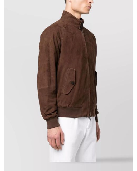 Baracuta Brown Suede Ribbed Bomber Jacket for men