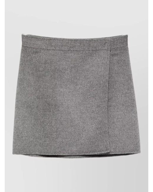 Semicouture Gray Wool Wrap Pleated Skirt