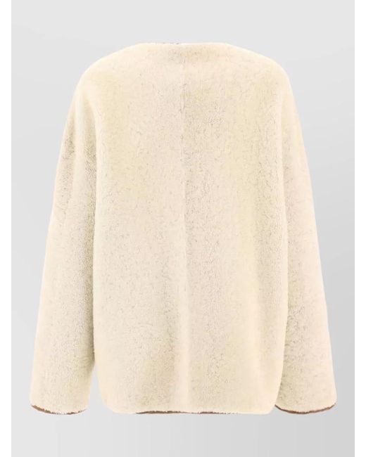 Giovi Brown Shearling Jacket Reversible Round Neck Trim
