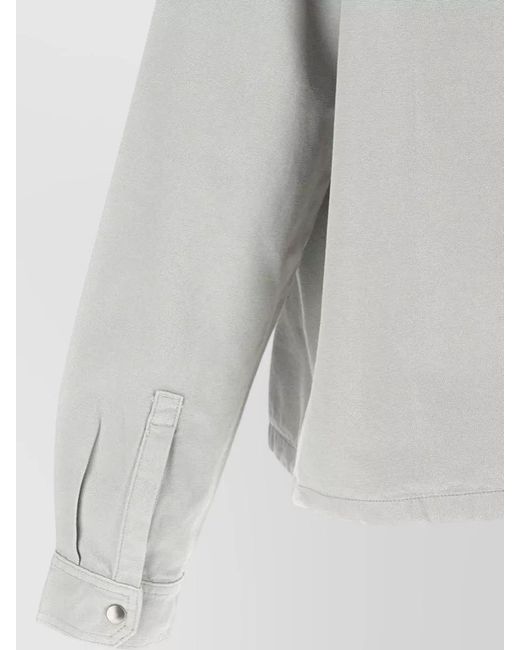 Rick Owens Gray Collared Zip Front Jacket Buttoned Cuffs for men